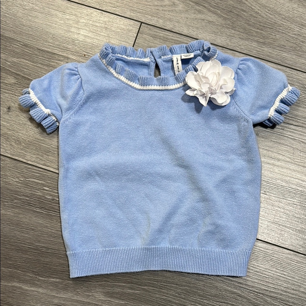 Blue Kids Top with Flower Accent